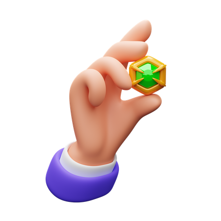 Hand holding gem  3D Icon