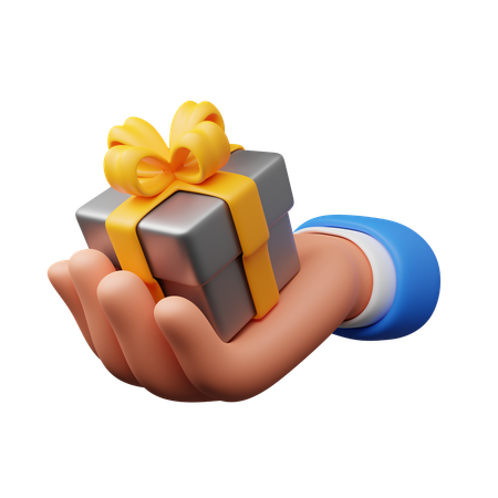 Hand holding gift box  3D Icon