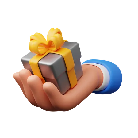 Hand holding gift box  3D Icon