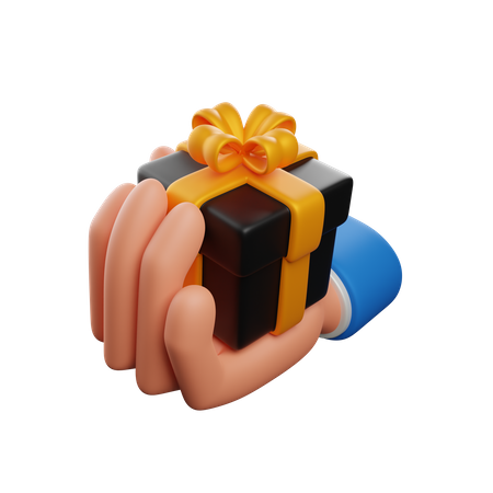 Hand holding gift box  3D Icon