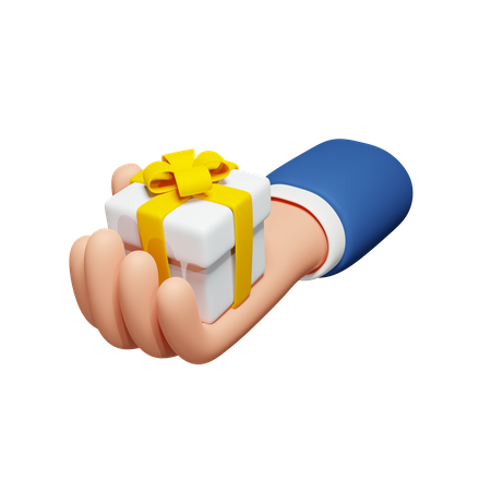 Hand Holding Gift Box  3D Icon