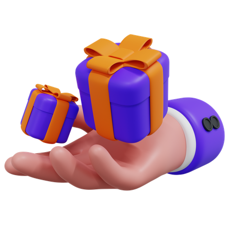 Hand Holding Gift Box  3D Icon