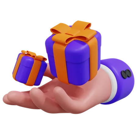 Hand Holding Gift Box  3D Icon