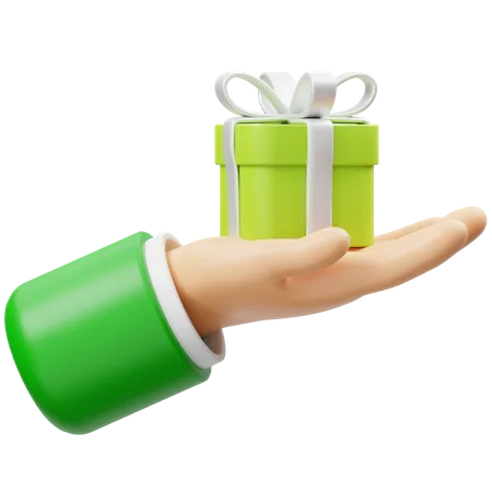 Hand Holding Gift Box  3D Icon