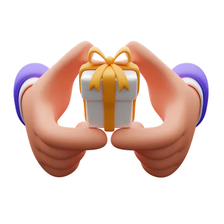 Hand Holding Gift Box  3D Icon