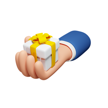 Hand Holding Gift Box  3D Icon