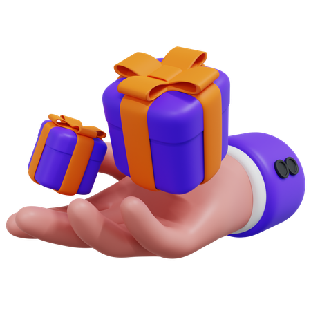 Hand Holding Gift Box  3D Icon