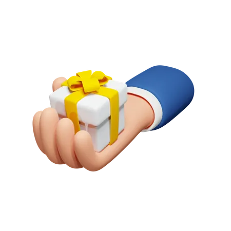 Hand Holding Gift Box  3D Icon