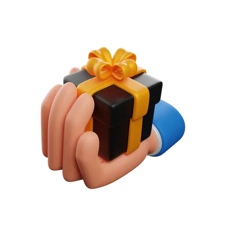 Hand holding gift box  3D Icon