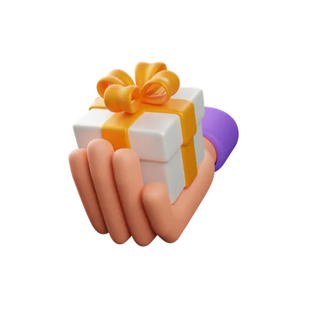 Hand Holding Gift Box  3D Icon