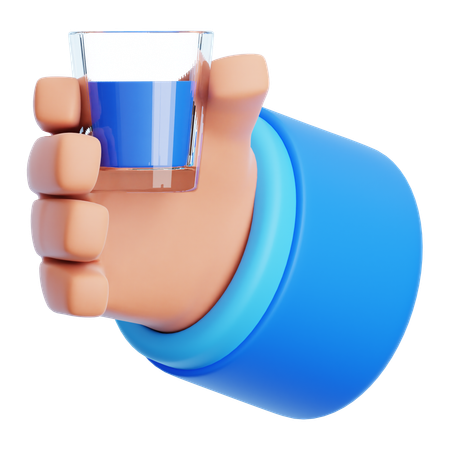 Hand Holding Glass  3D Icon