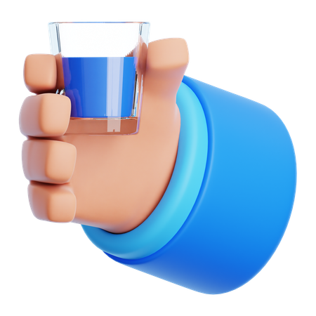 Hand Holding Glass  3D Icon