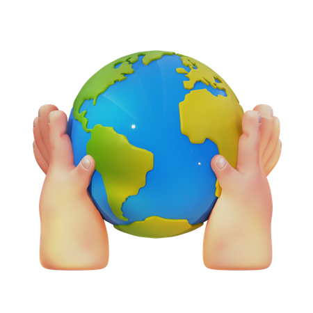 Hand Holding Globe  3D Icon