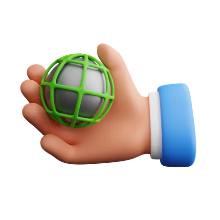 Hand Holding Globe  3D Icon