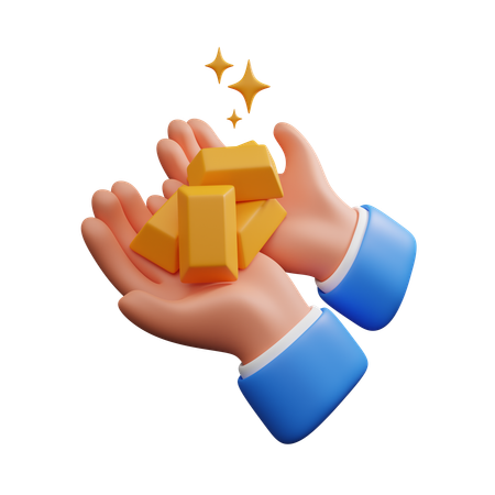 Hand Holding Gold  3D Icon