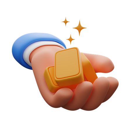 Hand holding gold bar  3D Icon