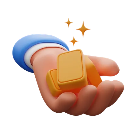 Hand holding gold bar  3D Icon