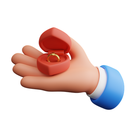 Hand holding Gold Ring  3D Icon
