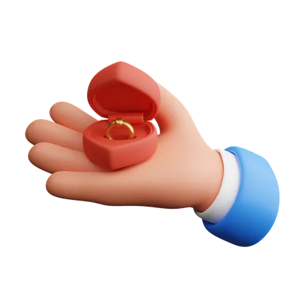 Hand holding Gold Ring  3D Icon