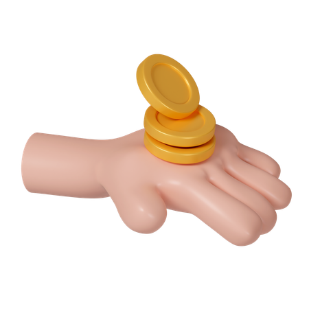 Hand Holding Golden Coins  3D Icon