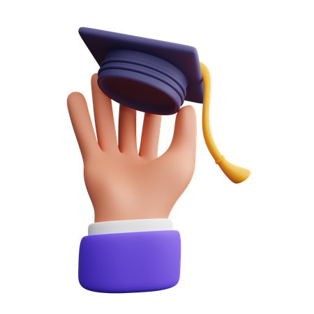 Hand Holding Graduation Cap  3D Icon