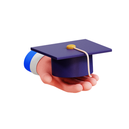 Hand Holding Graduation Hat  3D Icon