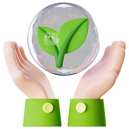 Hand Holding Green Leaf  3D Icon