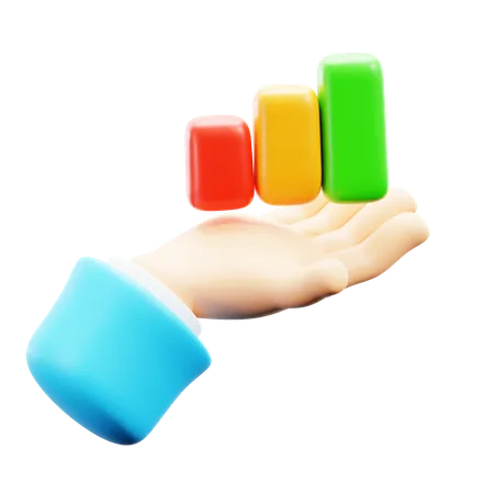 Hand Holding Growt Chart  3D Icon