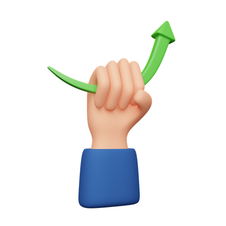 Hand Holding Growth Arrow  3D Icon