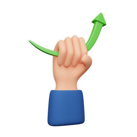 Hand Holding Growth Arrow  3D Icon