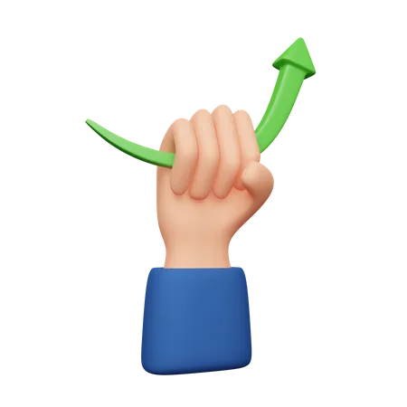 Hand Holding Growth Arrow  3D Icon