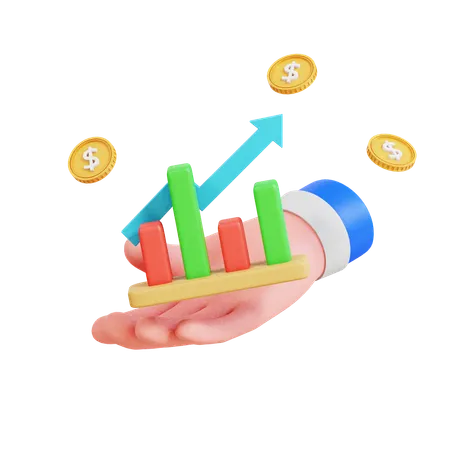 Hand Holding Growth Chart  3D Icon