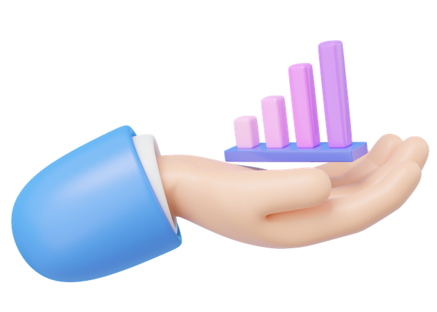 Hand Holding Growth Chart  3D Icon