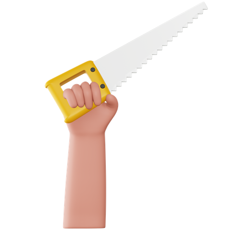 Hand Holding Hack Saw  3D Icon