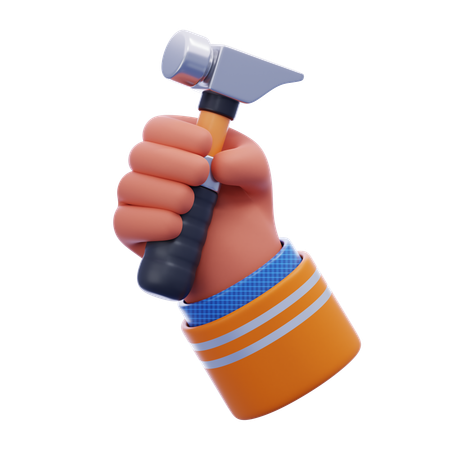 Hand holding hammer  3D Icon