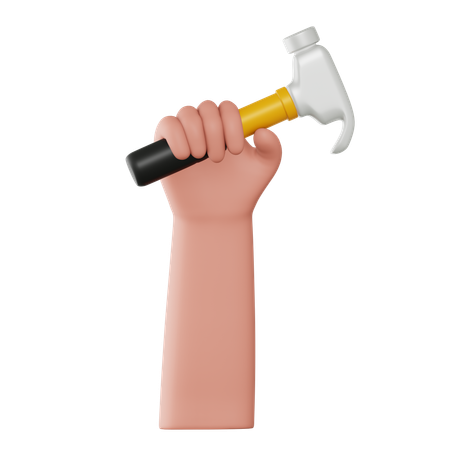 Hand Holding Hammer  3D Icon