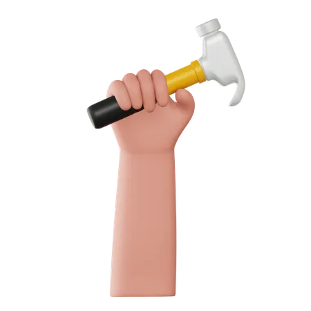 Hand Holding Hammer  3D Icon