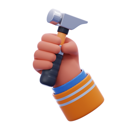 Hand holding hammer  3D Icon