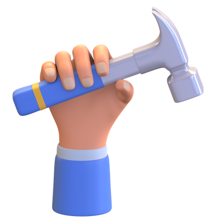 Hand holding hammer  3D Icon