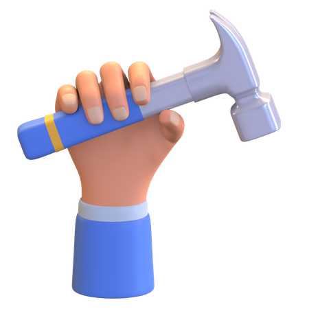 Hand holding hammer  3D Illustration