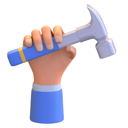 Hand holding hammer  3D Illustration