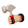 hand holding hammer 3d logo