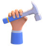 3d hand holding hammer logo