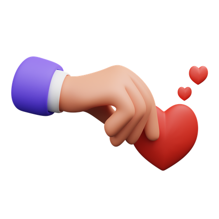 Hand holding heart  3D Icon