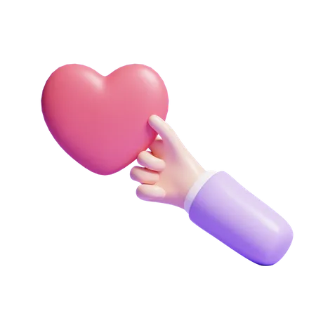 Hand Holding Heart  3D Icon