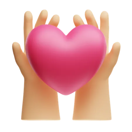 Hand Holding Heart  3D Icon