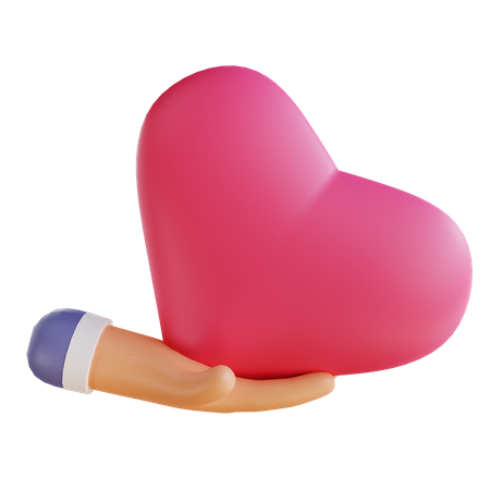 Hand holding heart  3D Icon
