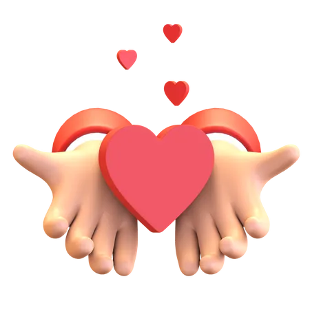 Hand holding heart 3D Illustration