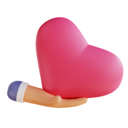 Hand holding heart  3D Illustration