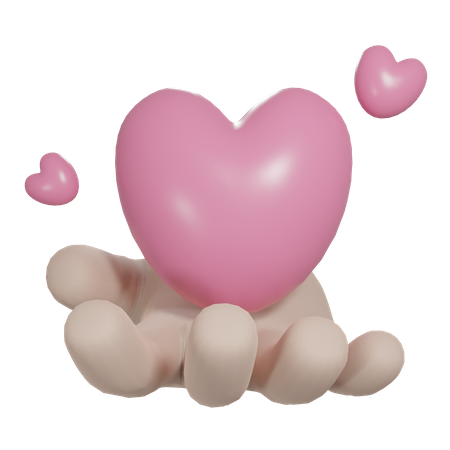 Hand Holding Heart  3D Icon